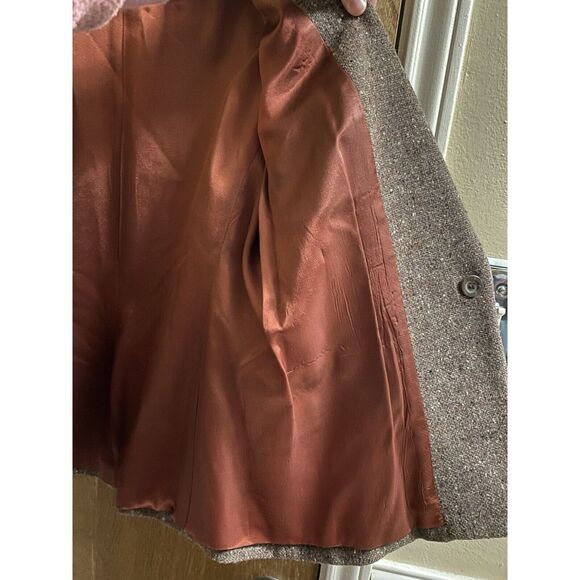 Vintage Liz Claiborne Wool Blazer Heather Brown 1 Button with Pockets Size 10 - Picture 12 of 12